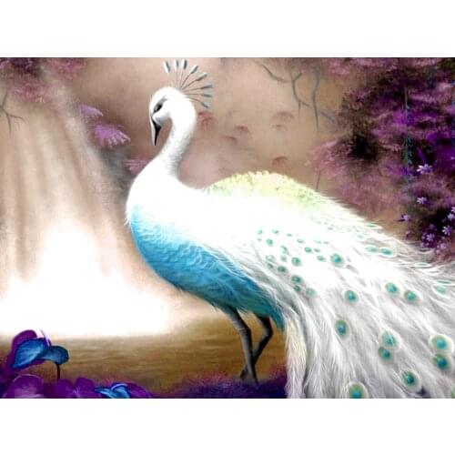 LaoJieYuan DIY Full Square Diamond Painting Cross Stitch animal 5D Diamond Embroidery Peacock Flowers Diamond