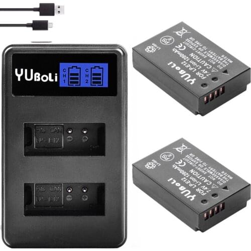 LP-E12 LP E12 LPE12 Li-ion Battery + LCD USB Dual Charger for Canon EOS M50, EOS M100,100D Kiss X7 Rebel SL1
