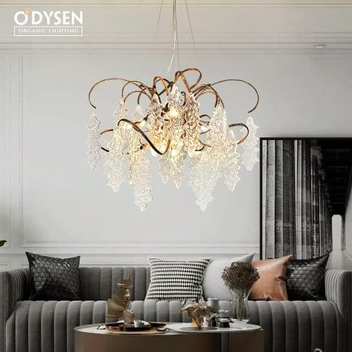 ODYSEN ART DECO Copper Chandelier Creative Handmade Glass Living Room Bedroom Decoration Lighting Fixture Vintage Tree Branches