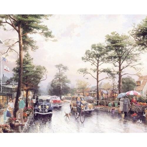 A3158 11CT/14CT/18CT/25CT/28CT oil street patterns Counted Cross Stitch DIY Cross Stitch Kits Embroidery Needlework Sets