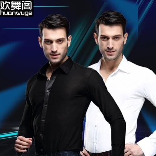 2018 new male adult Latin dance SHIRT MENS shirts Latin training clothes modern dance Rumba cha-cha Samba Jive ballroom shirt