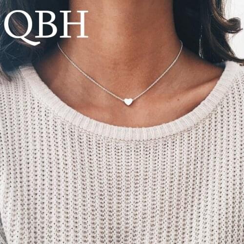 NK219 Tiny Heart Chain Necklace for Women Short Heart Shape Pendant Necklace Gift Ethnic Bohemian Choker Necklace drop shipping