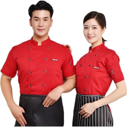 Chef Coat Work Clothes Men Chef Restaurant Uniform White Chef Jacket Woman