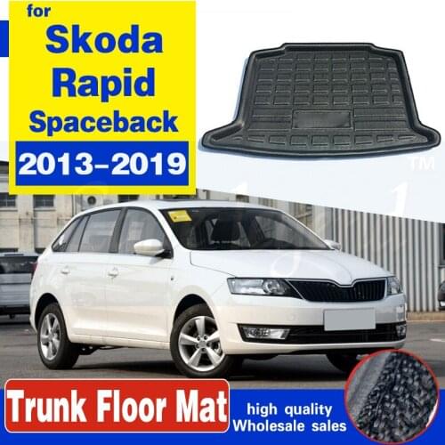 Fit For Skoda Rapid Spaceback Hatchback 2013~2019 Rear Trunk Tray Boot Liner Cargo Mat Pad Floor Carpet Mud Kick 2014 2015 2016