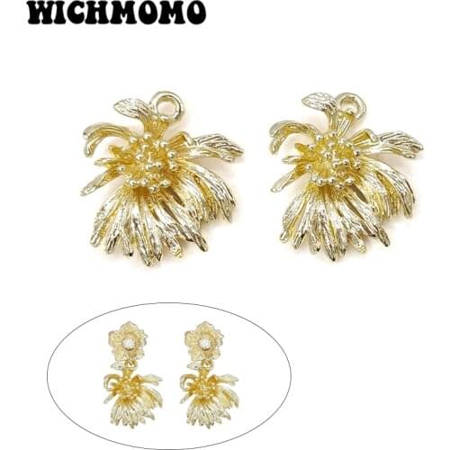 2020 New 4 Pieces High Quality Zinc Alloy Plated Gold Flowers Charms Pendants for DIY Earrings Necklace Jewelry Accessories