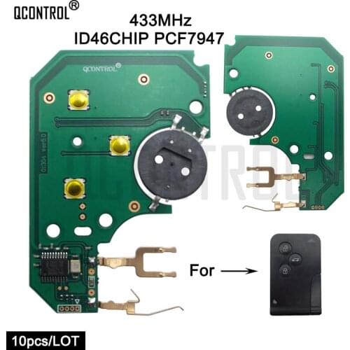 QCONTROL Car Remote Smart Key Circuit Electronic Board for Renault Megane Scenic PCF7947 Chip 433MHz Control Alarm Door Lock