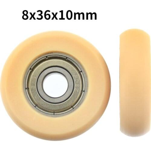 1pc 608zz plastic coated bearing pulley nylon PA66 polyoxymethylene POM roller drawer track guide roller rolling 8 * 36