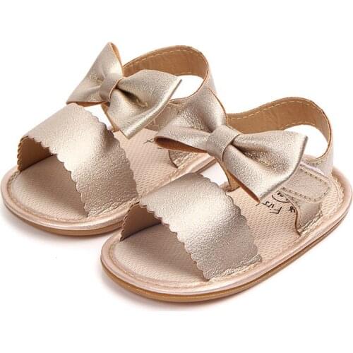 Summer New Soft Leather Cute Bows Baby Girl Sandals Non-slip Rubber Sole Toddler Infant Outdoor Beach Sandals Shoes