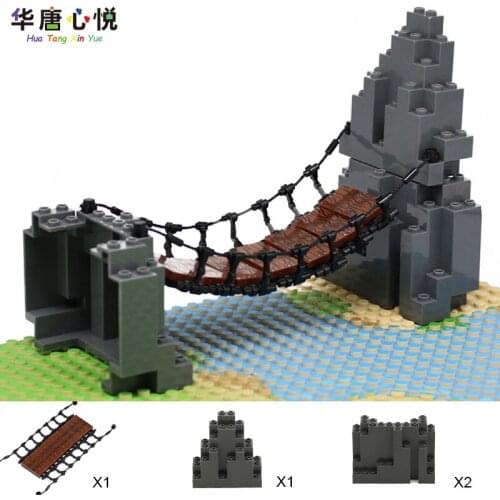 City Scene Series Suspension Bridge Rockery Cliff Building Block Educational Toys Gift Assembly Accessories Set Cities Toy Model