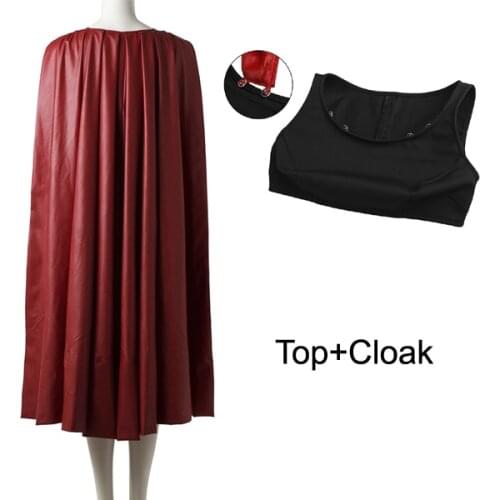 Superheroine Cosplay Costume Kara Cape Vest For Adult Women Halloween Red Cloak Accessories