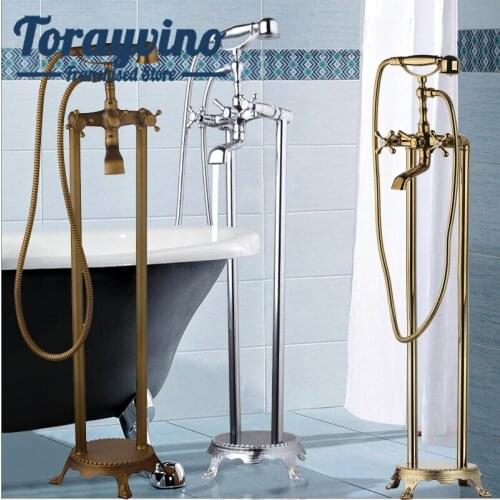Torayvino faucet bathtub brass bathroom mixer water faucets double handle control valve bathtub taps orb gold chrome tap