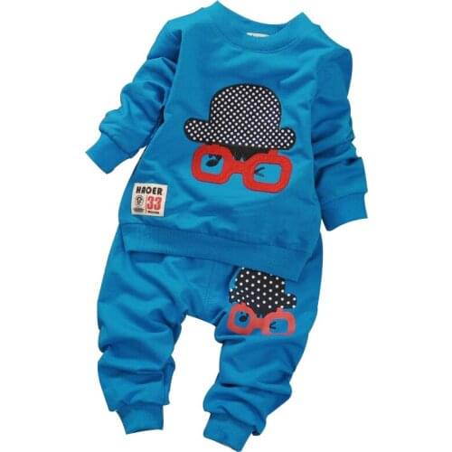 2017 Spring Autumn new 100% cotton Long-sleeved t shirt & 1 pants 2 PCS baby clothing set 0-3 year baby boy & girls suit set