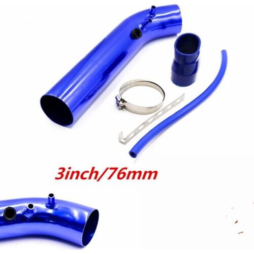 Air Intake Universal 3" 76mm Aluminum Racing Car Cold Air Intake Pipe Air Filter Kit Car UNIVERSAL Sports Air Filter Kit