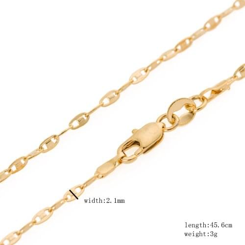 High Quality Flake 1 Gold Gold Filled Gold Necklace Individuality Wild Man Woman Jewelry Width 2.1mm Length 45cm
