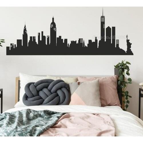 Large Size High Quality New York City Skyline Wall Decal Bedroom Theme Decoration Kids Room Cityscape Wall Stickers Mural LL2569