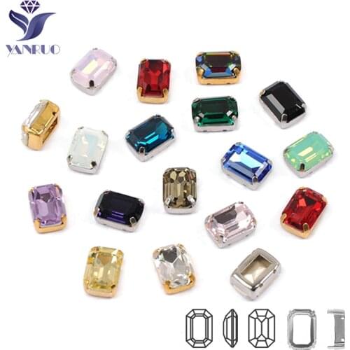 YANRUO 4610 Octagon K9 Crystal Sewing On Rhinestones Needlework Strass Crystal For Craft Diamond Frame Claws Jewelry