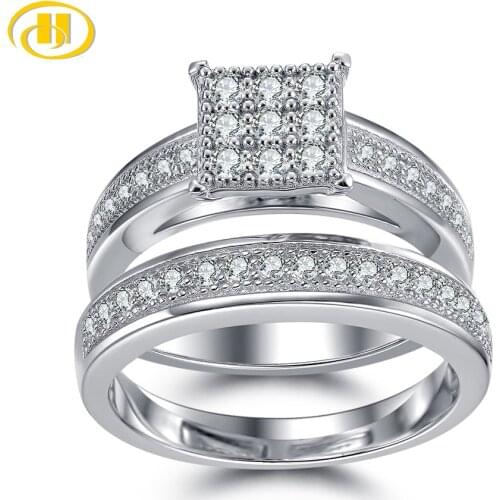 Hutnag Zirconia Jewelry 925 sterling silver rings for women CZ Pave Bridal Jewelry Engagement Band Weding Ring 2019 New