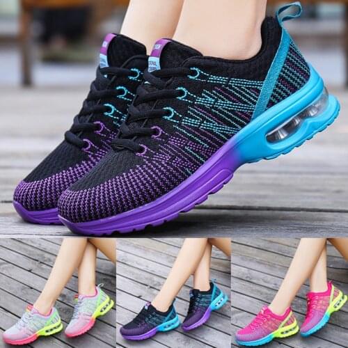 2021 Women Sneakers Air Sole Athletic Flat With Fashion Running Shoes Lace-up Breathable Jogging Shoes Leisure Outdoor Sneakers