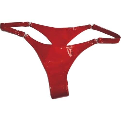 PVC Leather Womens Thongs And G Strings V-back Bikini Briefs Sexy Lingerie Hot Glossy Latex Erotic Panties Ladies Underwear
