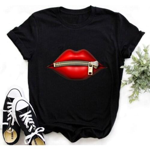 Women Plus Size Harajuku Tops Summer Tops Graphic Tees Women Lips T-shirt Clothes Girl Mouse T Shirt , Tshirts for Women