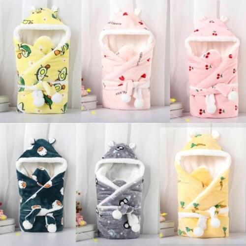 Winter Baby Blanket Wrap Double Layer Fleece Baby Swaddle Sleeping Bag Bedding Q1FE