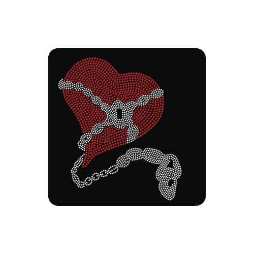 2pc/lot red Heart socks decor hot fix rhinestone transfer motifs iron on crystal transfers design patches iron on patches