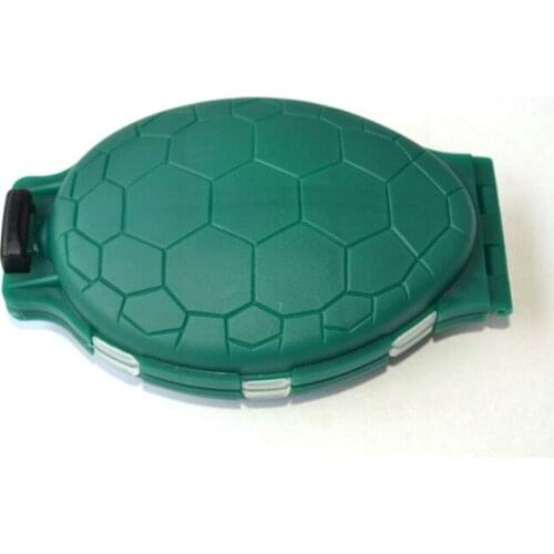 500Set 12 Compartments Tortoise Shape Green/Blue Plastic Turtle Fishing Lure Hooks Storage Tackle Case Box Pocket