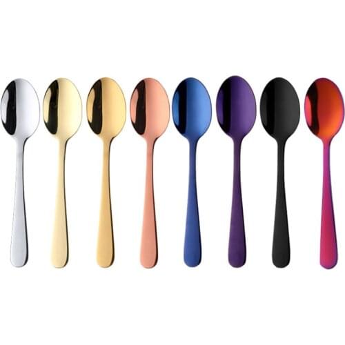 8Pcs/Set Stainless Steel Colorful Tea Spoon High Quality Kitchen Tableware Creative Gold Vintage Coffee Spoon For Party Wedding