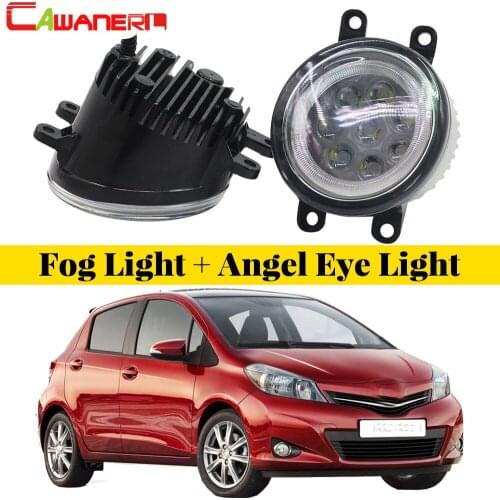 Cawanerl 2 Pieces Car LED Lamp External Fog Light Angel Eye Daytime Running Light DRL 12V Styling For Toyota Yaris 2006-2013