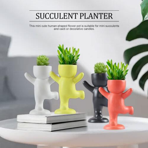 Humanoid Ceramic Flower Pot Nordic Body Art Vase Desktop Succulent Planter Pot Ornament Home Room Decoration Personality Craft