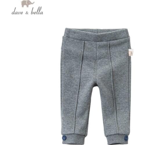 DB14847 dave bella winter baby girls fashion dots padded pants children full length kids pants infant toddler trousers