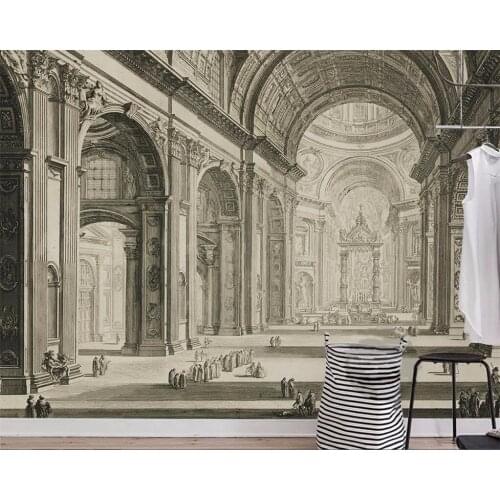 Beibehang Custom photo wallpaper 3D mural wallpaper European retro fashion classical architecture church wall background mural