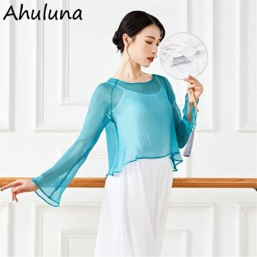 Chinese Classical Dance Costume Women Ballet Clothes Hanfu Practice Tops Flared Sleeve D05501