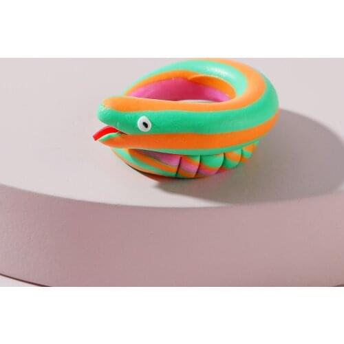 LUNA CHIAO Handmade Colorful Snake Clay Ring - Fun Ring Jewelry for Women