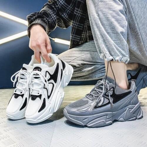 YWYGMZ 2021 New Style Thick Bottom Men Vulcanize Shoes White Sneakers Outdoor Sport Shoes Man Training Walking Jogging Shoes