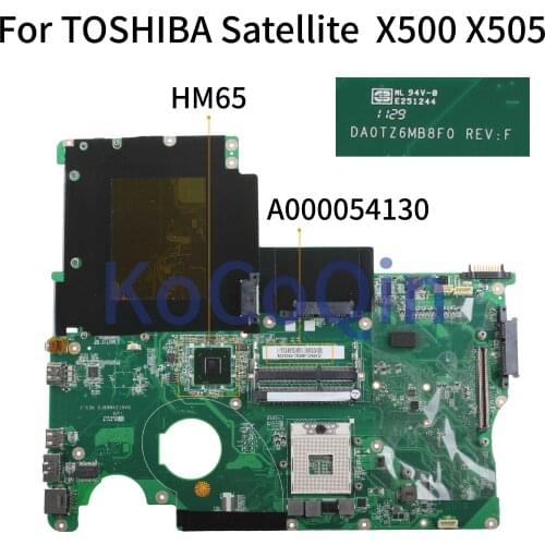 KoCoQin Laptop motherboard For TOSHIBA Qosmio X500 X505 Mainboard DA0TZ6MB8F0 A000054130 HM65