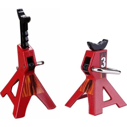 RCTOYFUN 2pcs Red Metal 3-ton Simulation Jack Adjustable Hight Stand Repair Tools For D90 Axial Wraith SCX10 1/10 RC Crawler Car