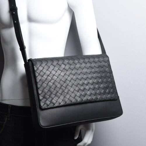 Mens Bags Shoulder Crossbody Messenger Bag Weaving Kitting Genuine Leather Designer Brand Fashion 2020 New Calf Skin Quality