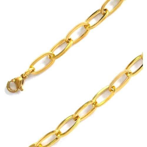 Mens hip-pop Oval egg O chain Silver gold color necklace square line chain Stainless Steel Male necklace dropshipping Jewelry