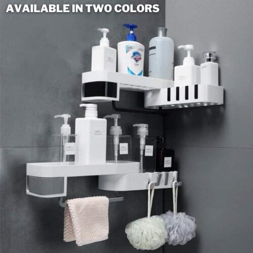 Wall Mounted Bathroom Corner Shelf Shower Creative Seamless Rotating Tripod Home Storage Rack Bathroom Accessories Sets