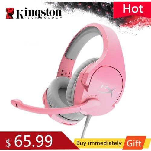 Kingston HyperX Cloud Stinger E-sports headphones Lucky Pink girl Gaming Headset with Microphone Mic For PC PS4 Xbox Mobile