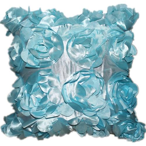 Free Shipping 3D Floral Polyester Embroidery Cushion Cover 42X42cm Solid Throw Pillow Case For Sofa Chair Car HT-PSEC-06