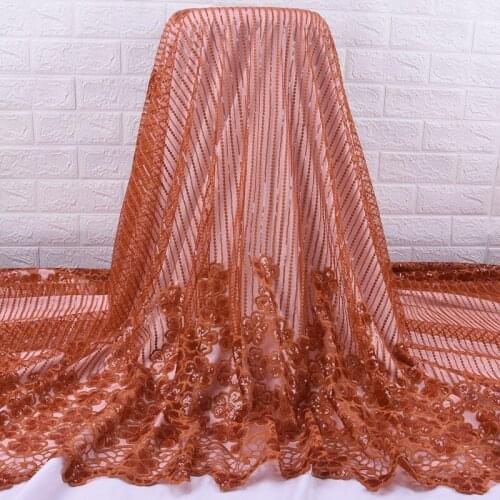 Zhenguiru New Arrival Sequin African Lace Fabric Milk Silk French Lace Fabric Tulle Nigerian Fabric For Women Party Dress A2042