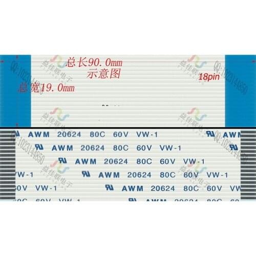 WZSM New FFC FPC Flexible Flat Cable 1.0mm Pitch 18 Pin 50mm 90mm 100mm 150mm 200mm 250mm 300mm Forward AWM 20624 80C 60V
