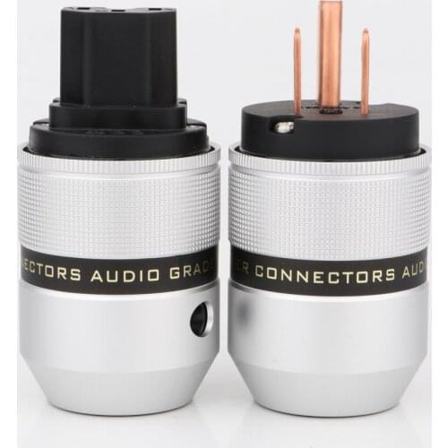 Preffair P083 Hi-End Red Pure Copper Plated EU/US AC Power Plug IEC Connector For Audio Power Cable Power Mains Connector HIFI