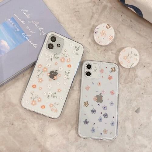 Dried flower transparent protective case for iPhone 12 11 Pro Max mobile phone holder for iPhone XS Max X XR 8 7 Plus soft case
