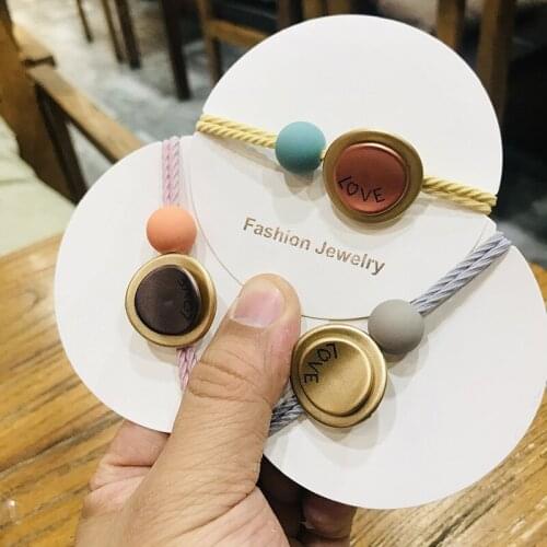 Korean Style Alloy Love Letter Snaps Hair Band Hand Made Hair Rope High Elastic Hair Rings Hair Accessories Headpiece
