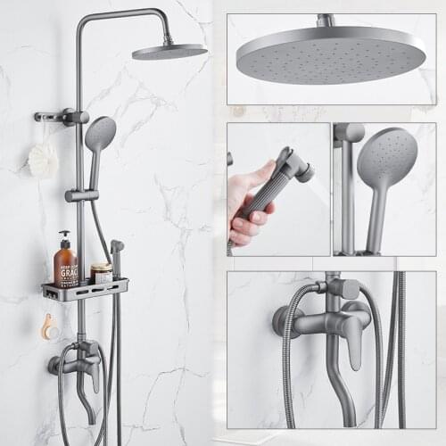 Grey Faucet Bathroom Shower Hot and Cold Water Mixer Brass Faucets Bathtub Waterfall Shower System Faucet Mixer