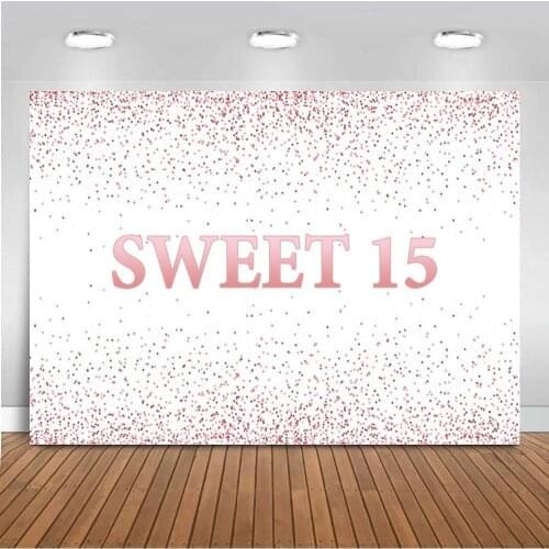Sweet 15 Photography Backdrops Smash Dots Text Customize Name Added Happy Birthday Party Banner Backgrounds Decor For Cake Table