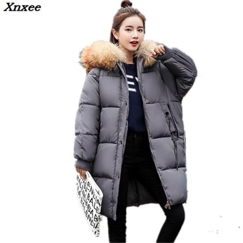 Warm Hooded Fur Collar Cotton Long Parka Plus Size Women Winter Coat Jacket 2018 Clothing for Mujer Feminine De Inverno Casaco